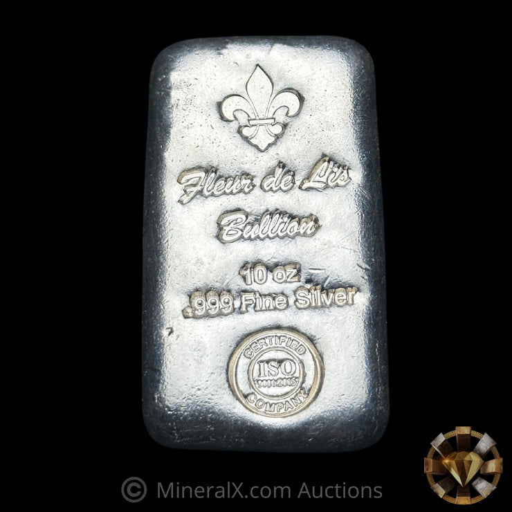 x1 10oz Fleur De Lis Poured Silver Bars (10oz Total Pure Silver)