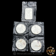 x5 1oz Engelhard Vintage Silver Coins and Bar in Factory Seals