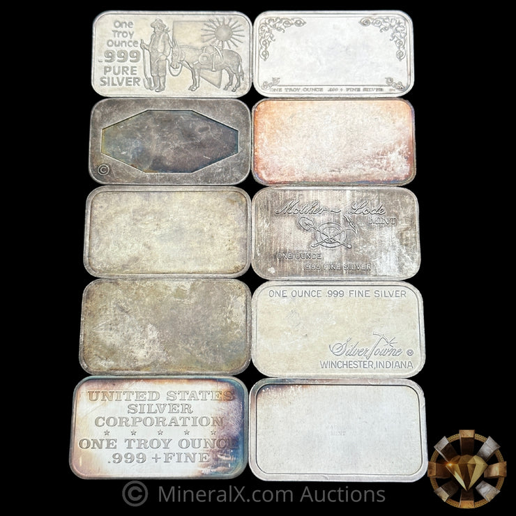 x10 1oz Vintage Silver Art Bars