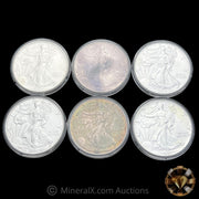 x6 American Silver Eagle ASE 1oz Silver Coins (Mixed Dates 6oz Total)