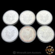 x6 American Silver Eagle ASE 1oz Silver Coins (Mixed Dates 6oz Total)