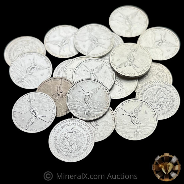x21 Mexican Libertad 1/20th Silver Coins (Mixed Dates) 1.05oz total)