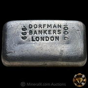100g Dorfman Bankers London Vintage Silver Bar