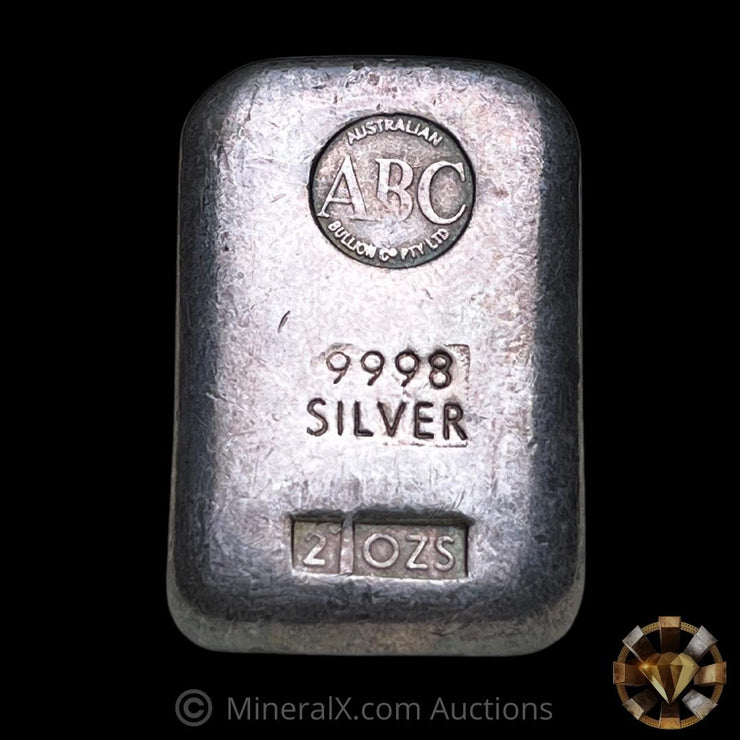 Australian Bullion Company ABC 2oz Vintage Poured Silver Bar
