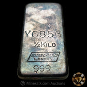 750g Engelhard London Vintage Poured Silver Bar Set with Original Blue Velvet Presentation Box ( 1/2 Kilo & 250g )