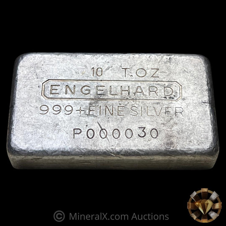 Engelhard 10oz 6th Series Serial 000030 Vintage Poured Silver Bar