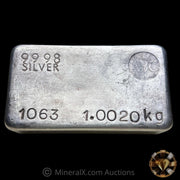 ABC Australian Bullion Company 1.0020 Kilo Vintage Poured Silver Bar