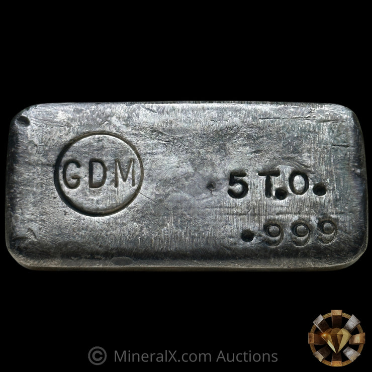 5oz Gold Field Deep Mines Nevada GDM JCR III Vintage Silver Bar