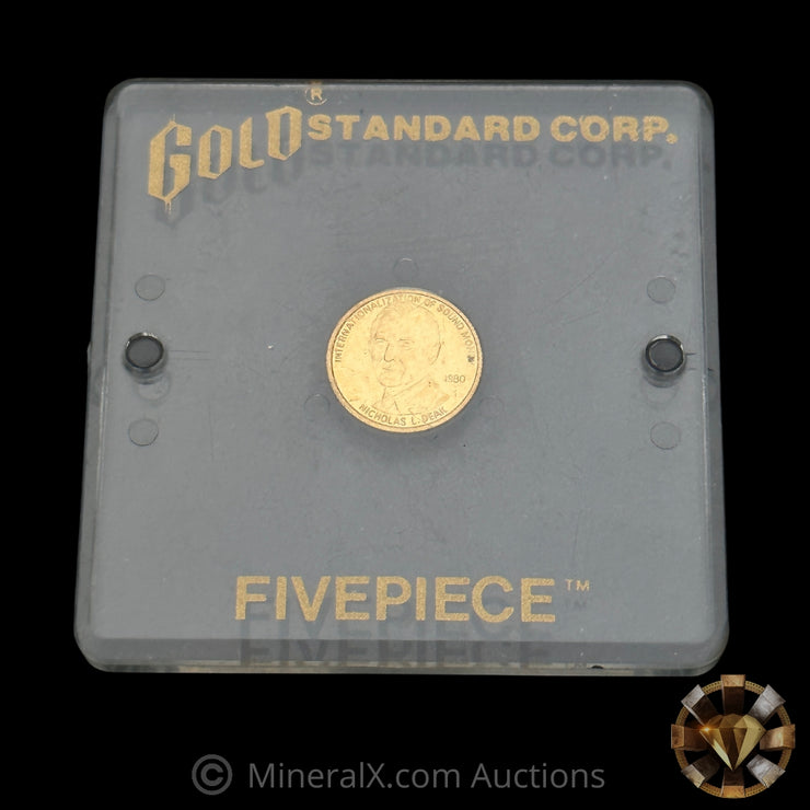 1/20th 1980 Gold Standard Corporation “Internationalization of Sound Money” Vintage Gold Coin w/ Rare Original Acrylic Case