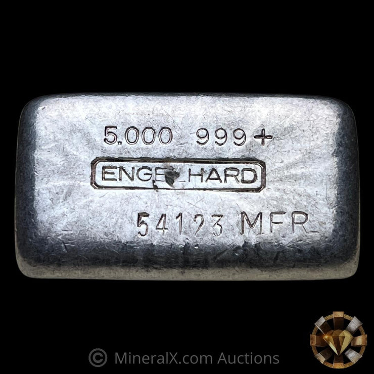 Sequential Pair of 5oz Engelhard MFR Vintage Poured Silver Bars