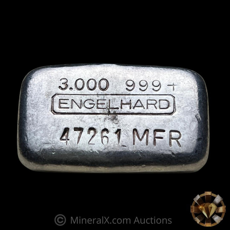 Triple Sequential 3oz Engelhard MFR Vintage Poured Silver Bars