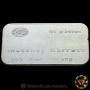 100g Matthey Garrett MG Australia Vintage Silver Bar