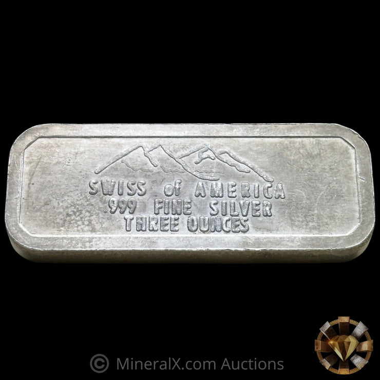 3oz Swiss of America SOA Draper Mint Vintage Poured Silver Bar