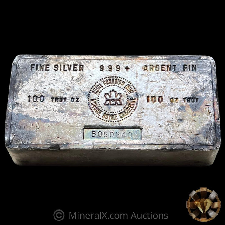 100oz Royal Canadian Mint RCM Vintage Silver Bar