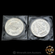 x2 1oz 1989 World Series Battle Of The Bay National League Champions A's & Giants Vintage Silver Coins In Seals