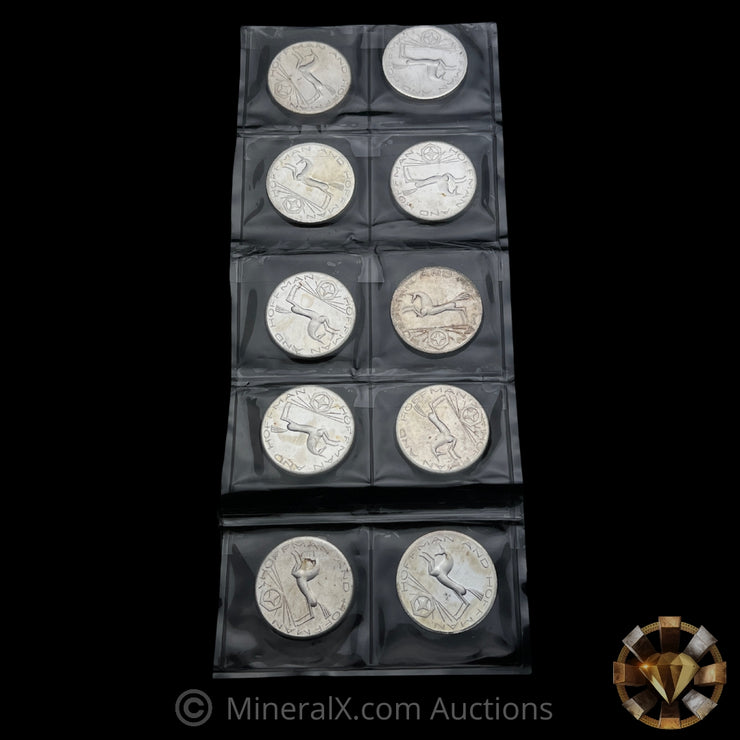 x10 1981 1oz Hoffman And Hoffman Sheet Of Vintage Silver Coins