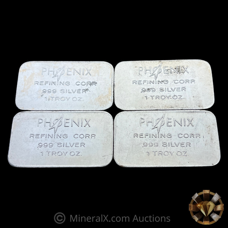 x4 1oz Phoenix Refining Corp Vintage Silver Bars