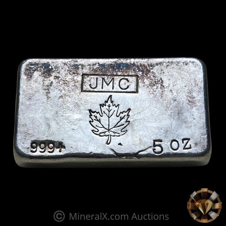 5oz Johnson Matthey JMC Maple Leaf Vintage Poured Silver Bar