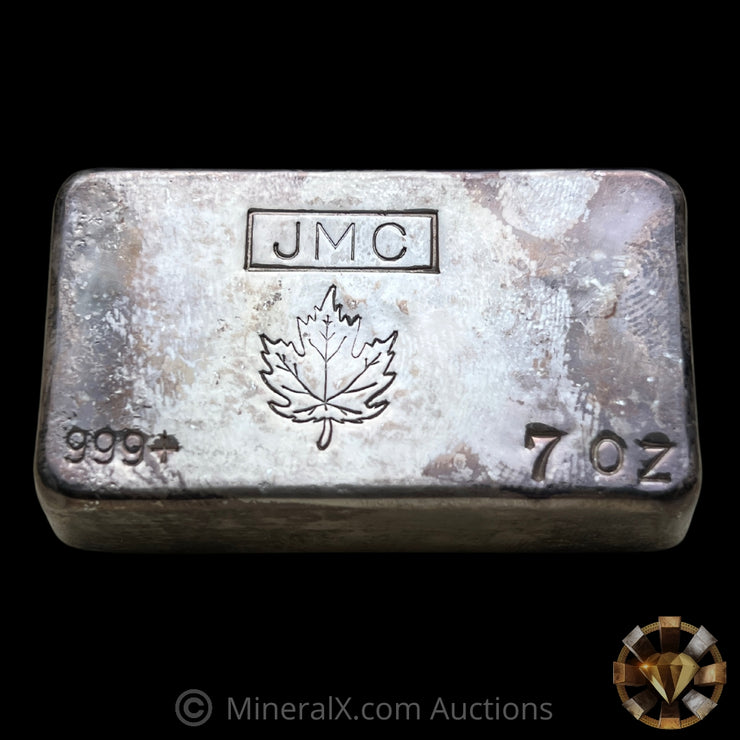 7oz Johnson Matthey JMC Maple Leaf Vintage Poured Silver Bar in Original Brown Wrapping