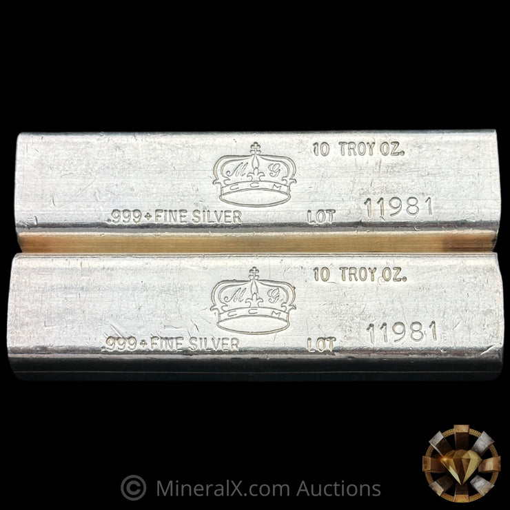 x2 10oz California Crown Mint CCM Vintage Silver Bars