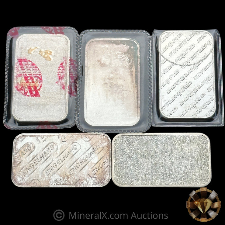 x5 1oz Engelhard Vintage Silver Art Bar Lot