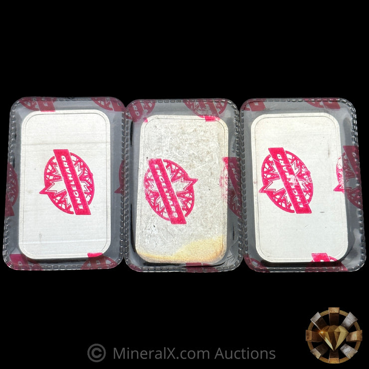 x3 1oz Engelhard Red Label Vintage Silver Art Bars