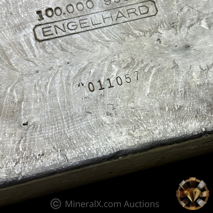 100oz Unique Prefix Engelhard 1st Series Vintage Poured Silver Bar