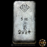 5oz Johnson Matthey JM Flat Mold Vintage Silver Bar