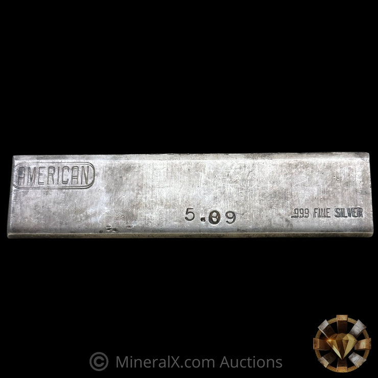 5.09 American Double Stamp Error Vintage Extruded Silver Bar