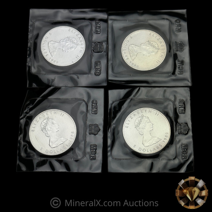 x4 1oz Royal Canadian Mint RCM Maple Silver Coins in Original Seals (4oz Total)