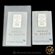 x2 5g Credit Suisse Liberty Vintage Platinum Bars (10g Total)