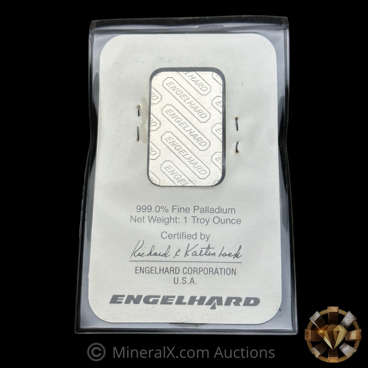 1oz Engelhard Palladium Pd Vintage Teal Label Sealed In Factory Assay