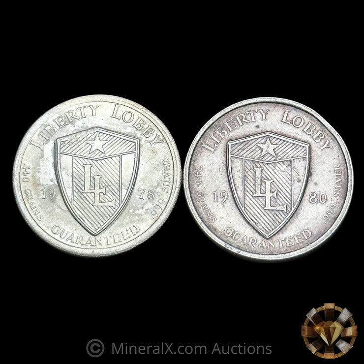 x2 1/2oz Liberty Lobby Andrew Jackson Courage Vintage Silver Coins (1oz Total)