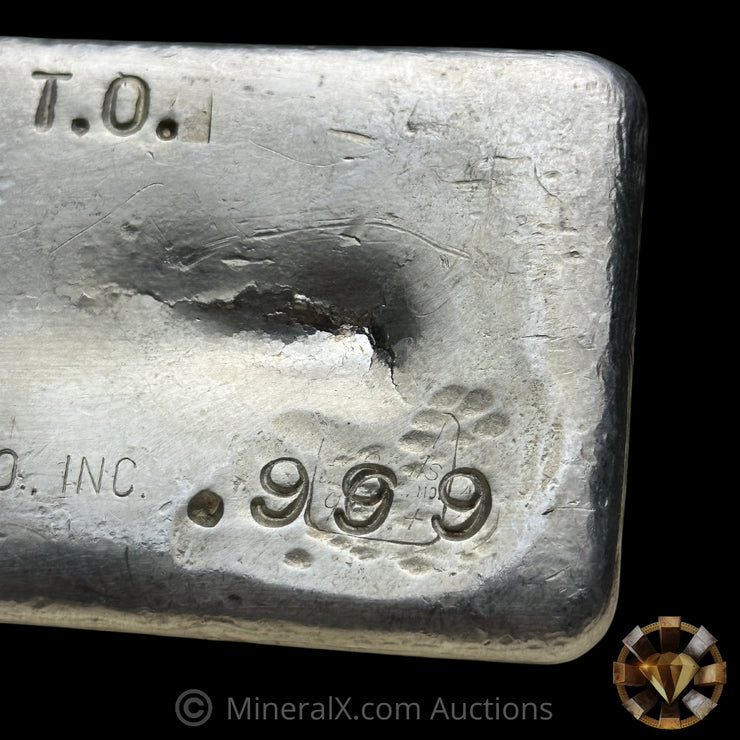 24.93oz Aqua Mining CO INC Capital Metals Baltimore MD Overstamp Error Vintage Poured Silver Bar