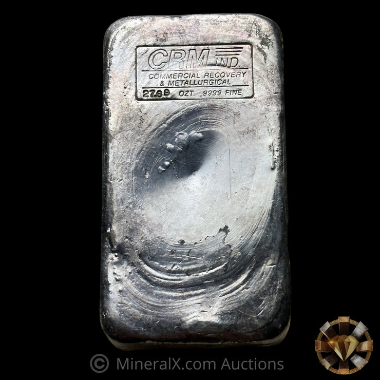 27.69oz CRM IND Commercial Recovery & Metallurgical Vintage Poured Silver Bar
