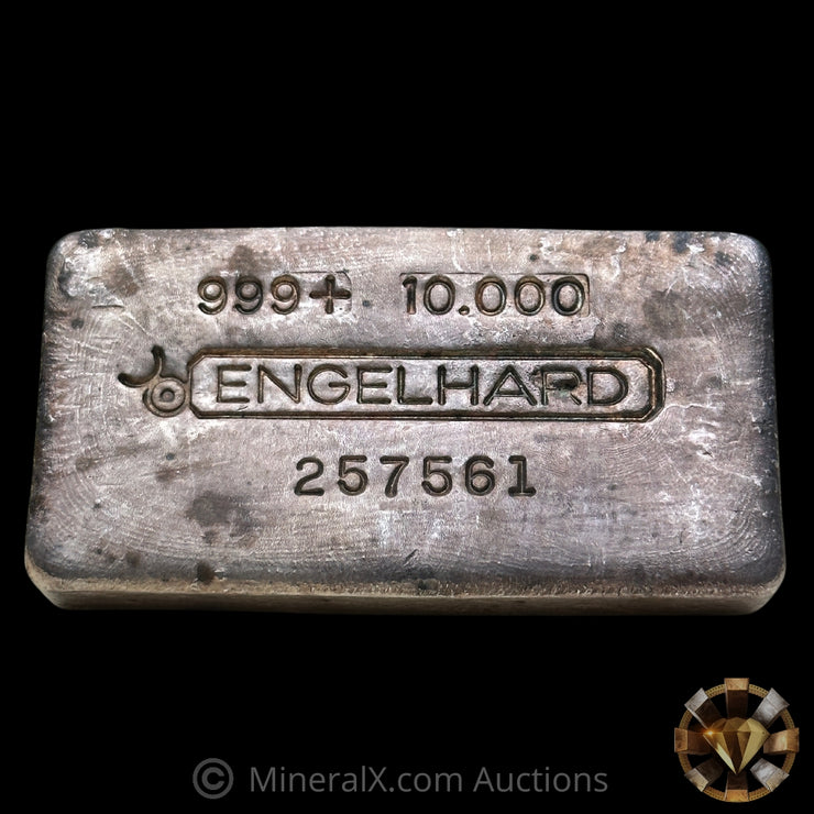 10oz Engelhard Bull Logo Vintage Poured Silver Bar