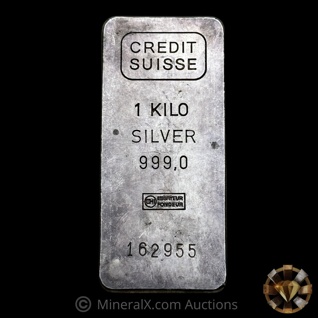 Credit Suisse 1 Kilo Vintage Poured Silver Bar – MineralX