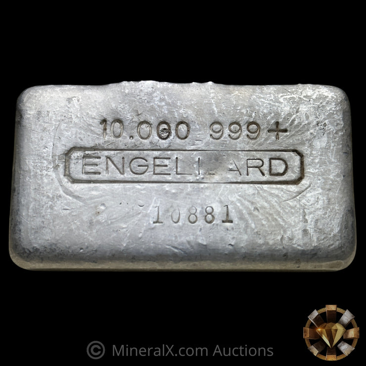 10oz Engelhard Vintage Poured Silver Bar with Prefix Rotary Error
