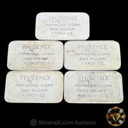 x5 1oz Phoenix Refining Corp Vintage Silver Art Bars