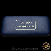 100g Dorfman Bankers London Vintage Poured Silver Bar with Original Velvet Case