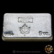 5oz Johnson Matthey JMC Maple Leaf Vintage Poured Silver Bar
