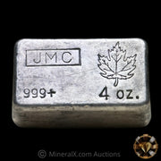 4oz Johnson Matthey JMC Maple Leaf Vintage Poured Silver Bar