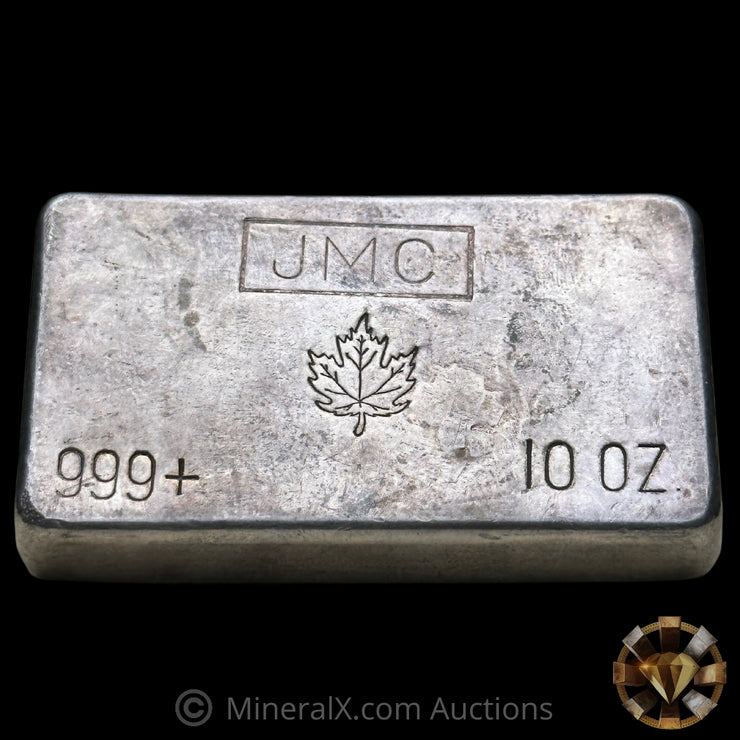 10oz Johnson Matthey JMC Maple Leaf Vintage Poured Silver Bar