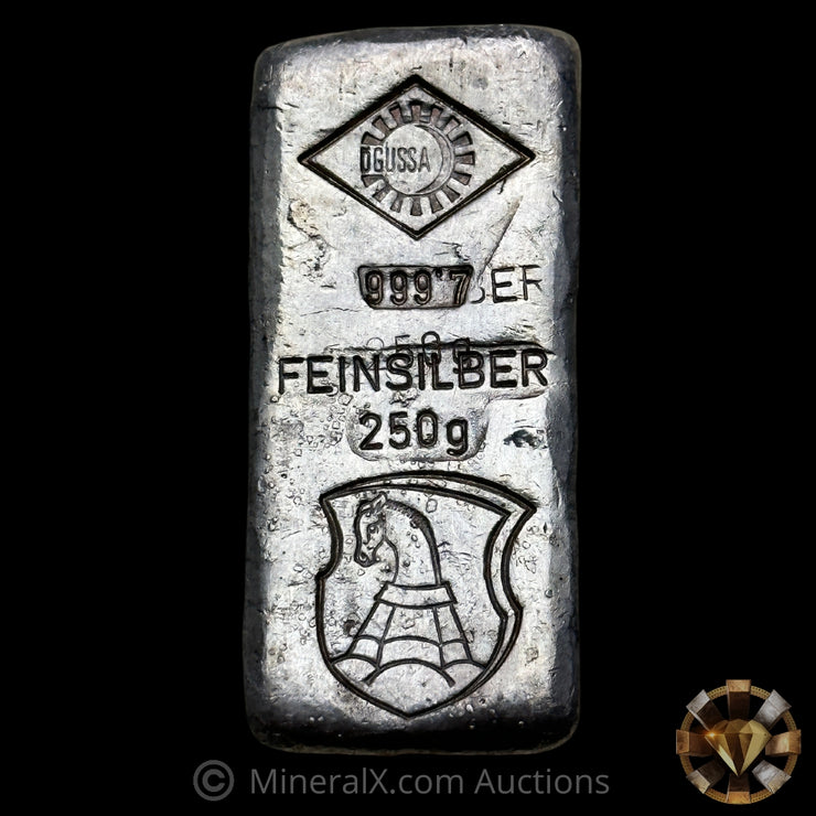 250g Ogussa Feinsilber Overstamp Error Vintage Poured Silver Bar