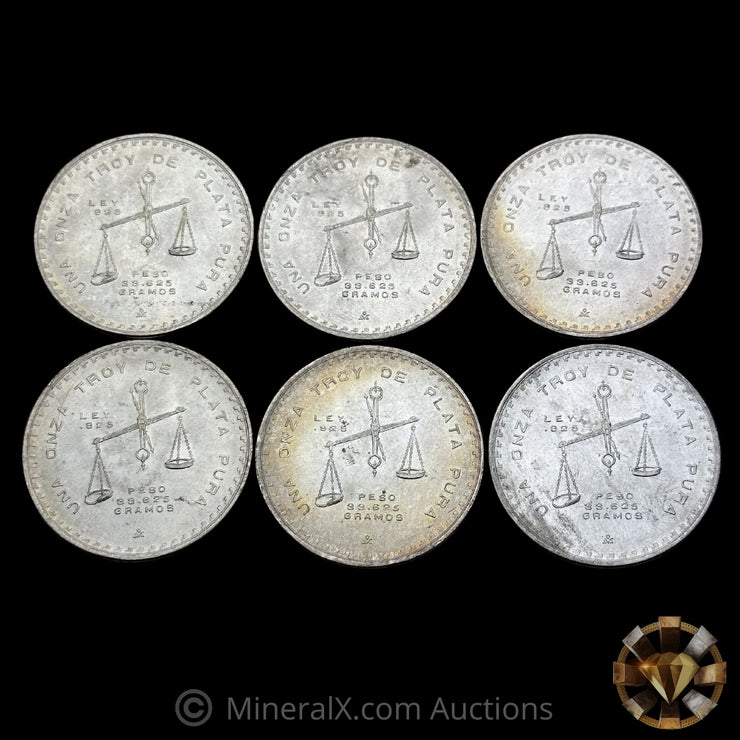 x6 1oz 1980 Mexico Onza Vintage Silver Coins