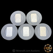 x5 Johnson Matthey JM 5g Vintage Silver Bars