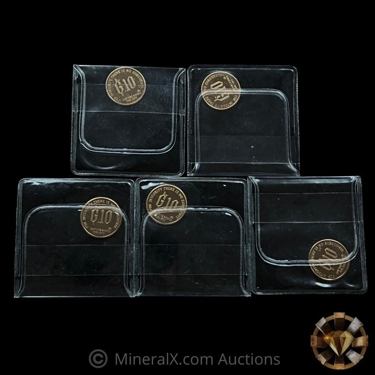 x5 1/10oz 1980 Proof Gold Standard Corporation "Trust In God" Pure Gold Coins (1/2oz Total Gold)
