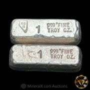 x2 1oz Nevada Coin Mart NCM Vintage Poured Silver Bars (1 Hallmark, 1 No Hallmark)