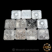 x11 .25oz Fractional Vintage Silver Bar Squares (2.75oz Total)