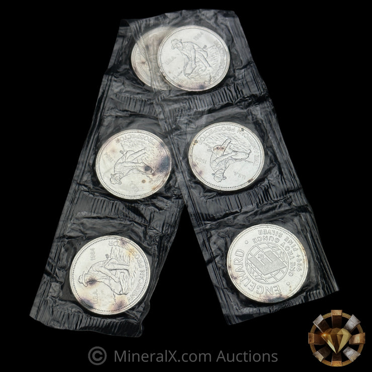 x6 1oz 1984 Engelhard E Logo Prospector Vintage Silver Coins in Factory Seal